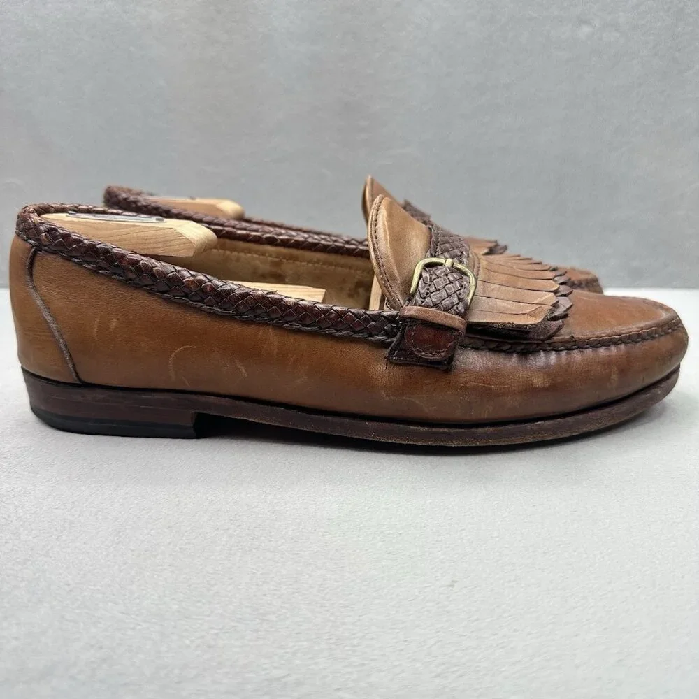 Allen Edmonds Monterey Mens Size 11 (E) Kiltie Loafer Brown Leather Cross Buckle